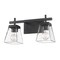 Z-Lite Lauren Vanity, 2-Light, 16 In.W x 6.5 In.L x 8.5 In.H, Matte Black/Clear 819-2V-MB - alternate 6